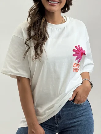 تیشرت HAPPY VIBES سفید1238