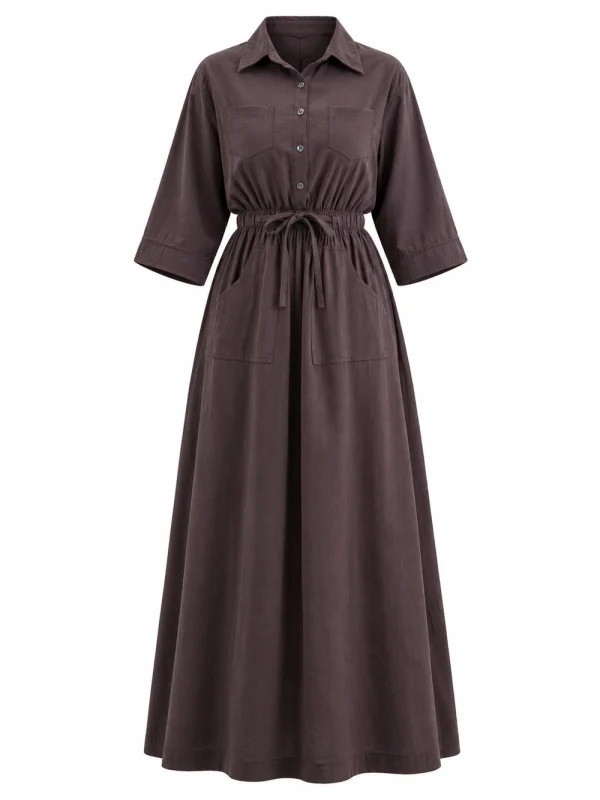 plum-drawstring-dress-ghost-front