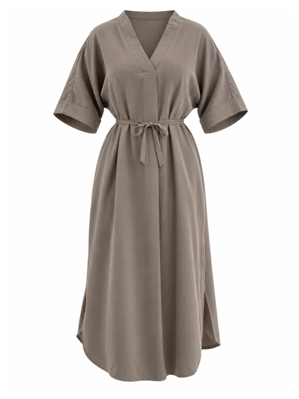taupe-v-neck-dress-ghost-front